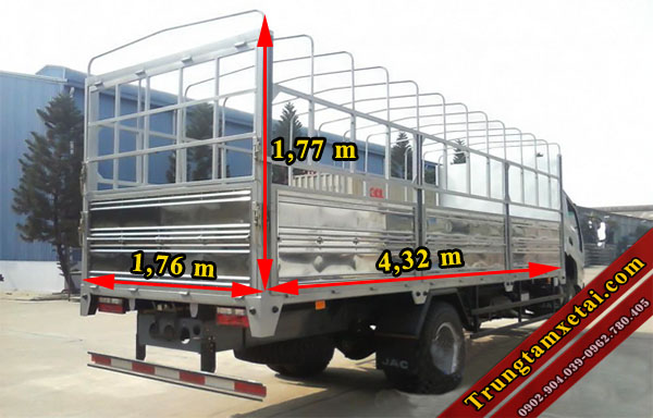 kích thước thùng xe tải JAC 3T45 HFC 1042K2 động cơ ISUZU-trungtamxetai.com