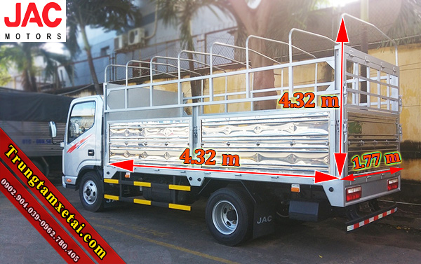 Kích thước thùng xe tải JAC 4T95 4950LD thùng mui bạt-trungtamxetai.com