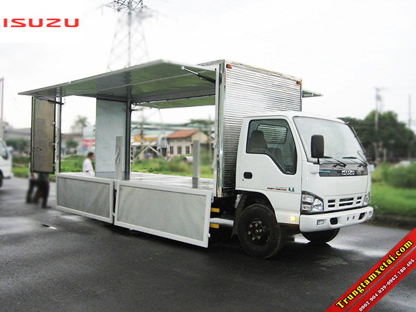 Thùng xe tải cánh dơi-Thùng xe bán hàng lưu động Isuzu-trungtamxetai.com